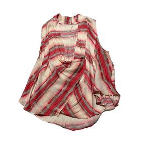 Free People Faux Wrap Sleeveless Loose Fit Blouse Size XS Watercolor Tie Dye